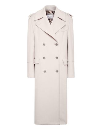 Philipp Plein Wool Coat Long Crystal Skull