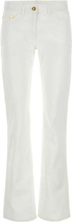 Palm Angels Embossed Logo Pants - Dames - Wijde Broeken - Wit - W28 - Katoen - Broeken