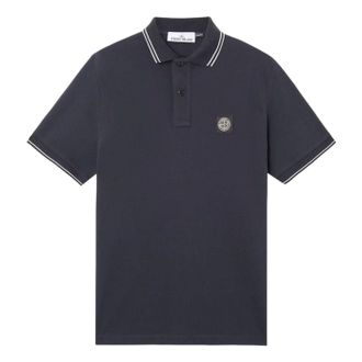 Stone Island 2200010 Slim-Fit Compass Patch Polo Shirt Navy Blue L1S1522000-10S0018-V0020