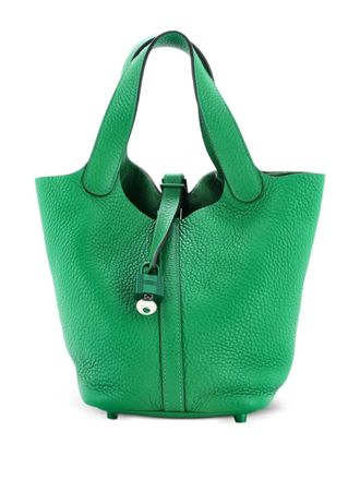 Herm&egrave;s Monochrome Picotin Lock Bag Clemence PM bucket bag - Verde