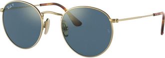 Ray-Ban RB8247 Round Polarized 9217T0 Mens Sunglasses Gold Size 47