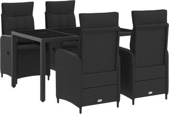 vidaXL Juego De Comedor Para Exteriores 5 Uds. Negro Rat&aacute;n Sint&eacute;tico Vidaxl