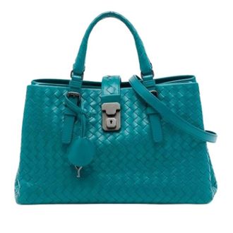 Bottega Veneta Pre-owned Roma Satchel - Dames - Pre-owned - Blauw - Maat: ONE Size Leer