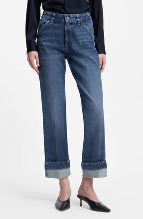 BOSS Parkway Slim Straight Leg Jeans in Dark Blue at Nordstrom, Size 29 X 30