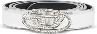 Diesel B-1dr Strass 20 leather belt - Silver