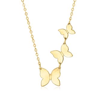 Ross-Simons Italian 14kt Yellow Gold Butterfly Trio Necklace