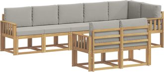 vidaXL Conjunto De Sof&aacute;s De Exterior 8 Uds. Blanco Y Gris Claro Vidaxl