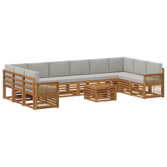 vidaXL Conjunto De Sof&aacute;s De Exterior 8 Pcs Natural Y Gris Claro Vidaxl