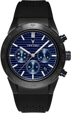 Vincero The Rogue Chronograph Silicone Strap Watch, 43mm in Blue Metallic at Nordstrom