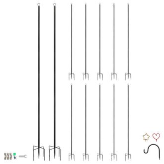 Harbour Housewares Outdoor Iron Festoon Poles - 0.6-2.5M - Black - Pack of 12 | Size: 12 Pack