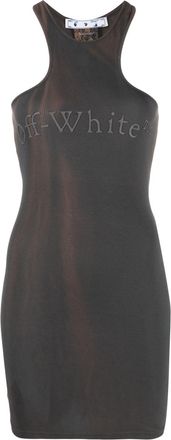 Off-white logo-detail tie-dye sleeveless minidress - women - Cotton/Spandex/Elastane - 36 - Grey