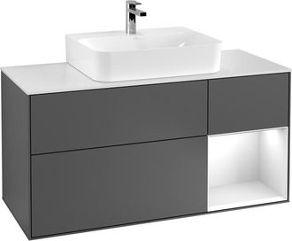 Villeroy & Boch Villeroy&boch - Finion, Muebles De Ba&ntilde;o, 1200 X 603 X 501 Mm, Angular, Con Estanter&iacute;a (iluminada), Modelo Suspendido, Fabricado En Madera, Lavabo En E
