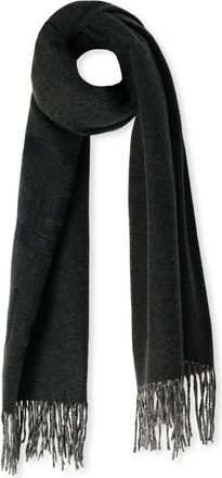 Liu Jo Accessoires, Dames, Grijs, ONE Size, Wol, Grijze Ovale Monogram Stola Sjaal