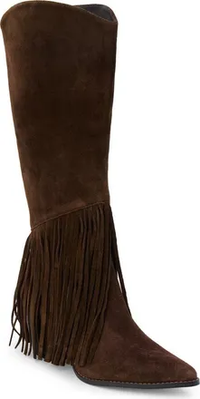Matisse Footwear Tatum Fringe Pointed Toe Knee High Boot in Chocolate Suede at Nordstrom, Size 8.5