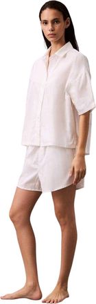 Calvin Klein Dames-shirt met effen print, relaxte pasvorm en wijde mouwen (Wit)