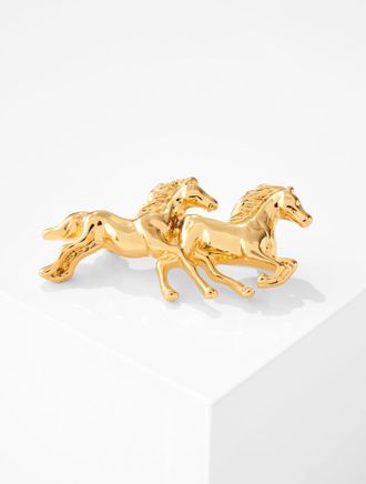 Talbots Wild Horses Brooch - Shiny Gold - 001 Talbots