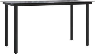 vidaXL Vidaxl - Mesa comedor jardín acero y vidrio templado negro 200x100x74 cm