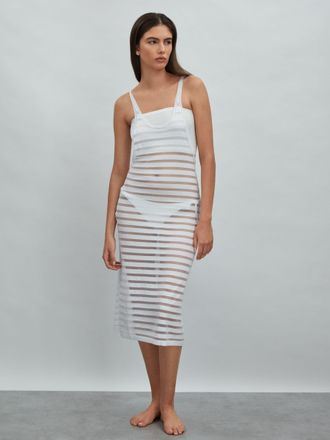 Calvin Klein Underwear Womens White Striped Midi Dress, Size: XS