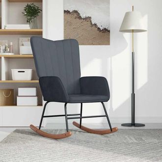 vidaXL Silla Mecedora De Terciopelo Gris Oscuro Vidaxl