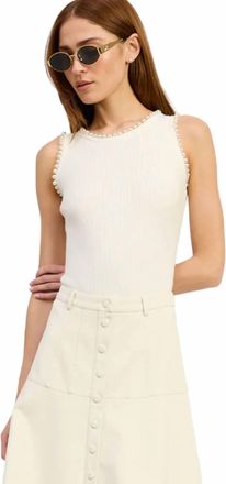 En Saison Pearl Embellished Roza Knit Bodysuit In Ivory