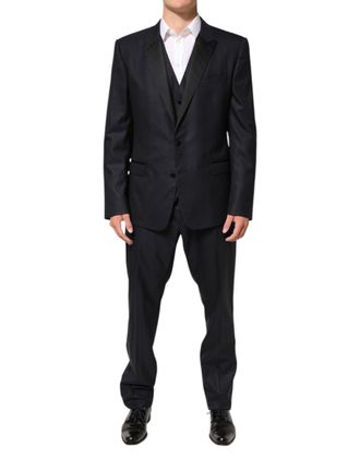 Dolce & Gabbana Mens Black Martini 2 Buttons Suit 3 Piece Pl Se Vw