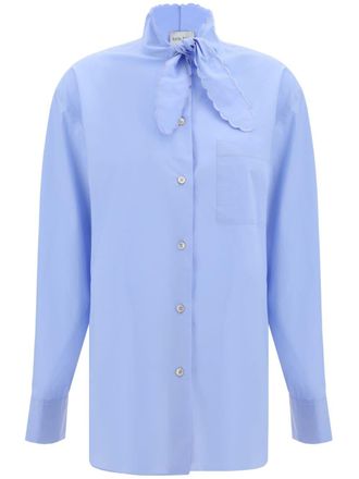 Forte_Forte tie-fastening shirt - women - Cotton - II - Blue