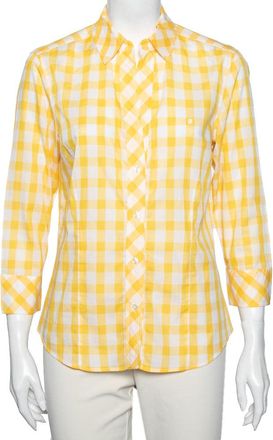 Carolina Herrera Yellow Checked Cotton Long Sleeve Shirt