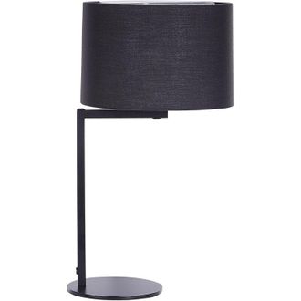 Beliani L&aacute;mpara De Mesa De Metal Negro Poli&eacute;ster 49 Cm Pantalla Tambor Baldwin