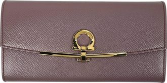 Ferragamo Gancini Pink Leather Long Wallet (Bi-Fold) (Pre-Owned)
