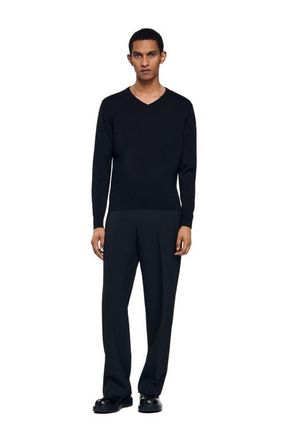 Sandro V-neck wool sweater in Black at Nordstrom, Size Xx-Large