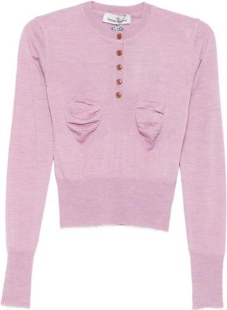 Vivienne Westwood Tit Jumper - Dames - Ronde hals truien - Roze - L - Wol - Truien & Vesten