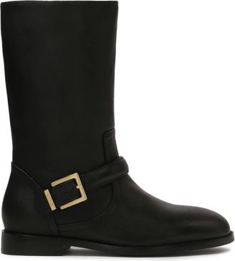 Kazar Platte instaplaarzen van zwart leer - Dames - Hoge Laarzen - Zwart - 38 EU - Leer - Schoenen