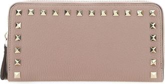 Valentino Garavani Rockstud wallet - women - Calf Leather/Viscose/Zamak/Calf Leather/Metal - One Size - Pink
