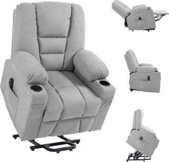 HOMCOM Riser And Recliner Chair W/ Remote - Lift Chair For Elderly - Light Grey - Light Grey | TJ Hughes