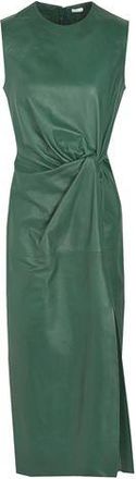 8 by YOOX LEATHER DRAPE & KNOT PENCIL MIDI DRESS
