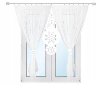 OEM Cortina Moderna Para Terraza, Balc&oacute;n O Sal&oacute;n, Con Estampado De Mandala Calado, Color Blanco, 300 X 250 Cm