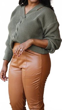 Very J Monet Cutout Sweater In Olive