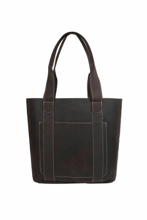 Risa Womens Threaded Pocket Tote In Oil Tan Brown