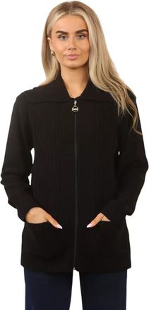Generic Womens Zip Up Cable Knit Cardigan - Chunky Knit Jumper with Pockets | Soft Warm Ladies Winter Zip Through Sweater | Long Sleeve Collared Knitwear Jack