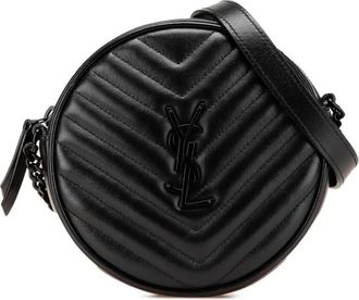 Saint Laurent Pre-owned Cross Body Bags, female, Black, Size: ONE SIZE Pre-owned Stylish Round Shoulder Bag with Adjustable Strap and Chain Accent
