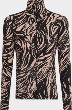 Proenza Schouler Audrey Printed Jersey Turtleneck