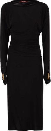 Max Mara Mstsalvo Gedrapeerde Midi Jurk - Dames - Casual kleedjes - Zwart - S - Kleedjes