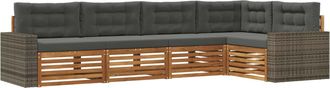 vidaXL Conjunto De Sof&aacute;s De Exterior 5 Uds. Natural Y Antracita Vidaxl