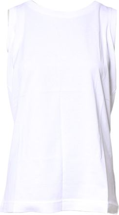 Dolce & Gabbana Womens White Cotton Sleeveless Crew Neck T-Shirt