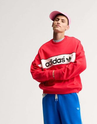 adidas Originals Adisignature ny felpa girocollo rubino-Rosso