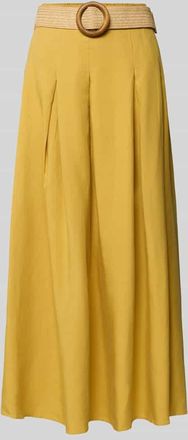Apricot Maxirock aus Lyocell-Mix mit G&uuml;rtel in Flecht-Optik in Senf, Gr&ouml;&szlig;e XXL