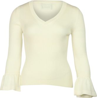 Moschino Boutique Moschino Ruffle Sleeves Sweater in Cream Wool