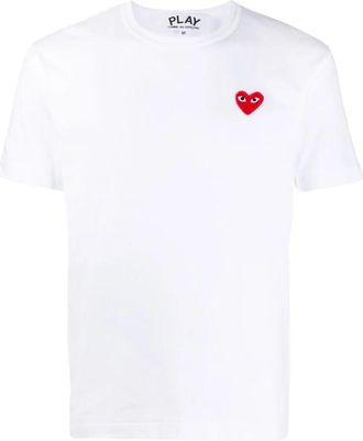Comme Des Gar&ccedil;ons Wit Logo Geborduurd T-shirt - Heren - T-shirts - Wit - L - Katoen - Tops