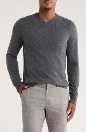 Nordstrom V-Neck Cashmere Sweater in Grey Embers Heather at Nordstrom Rack, Size Medium