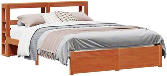 vidaXL Estructura De Cama Con Cabecera Marr&oacute;n Cera 150 X 200 Cm Vidaxl